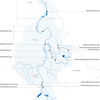خريطة لسدود حوض النيل الشرقي القائمة والمخطط لها كما تظهر على العدد 15 من جريدة النيلان. (الصورة: النيلان | قونار باور)